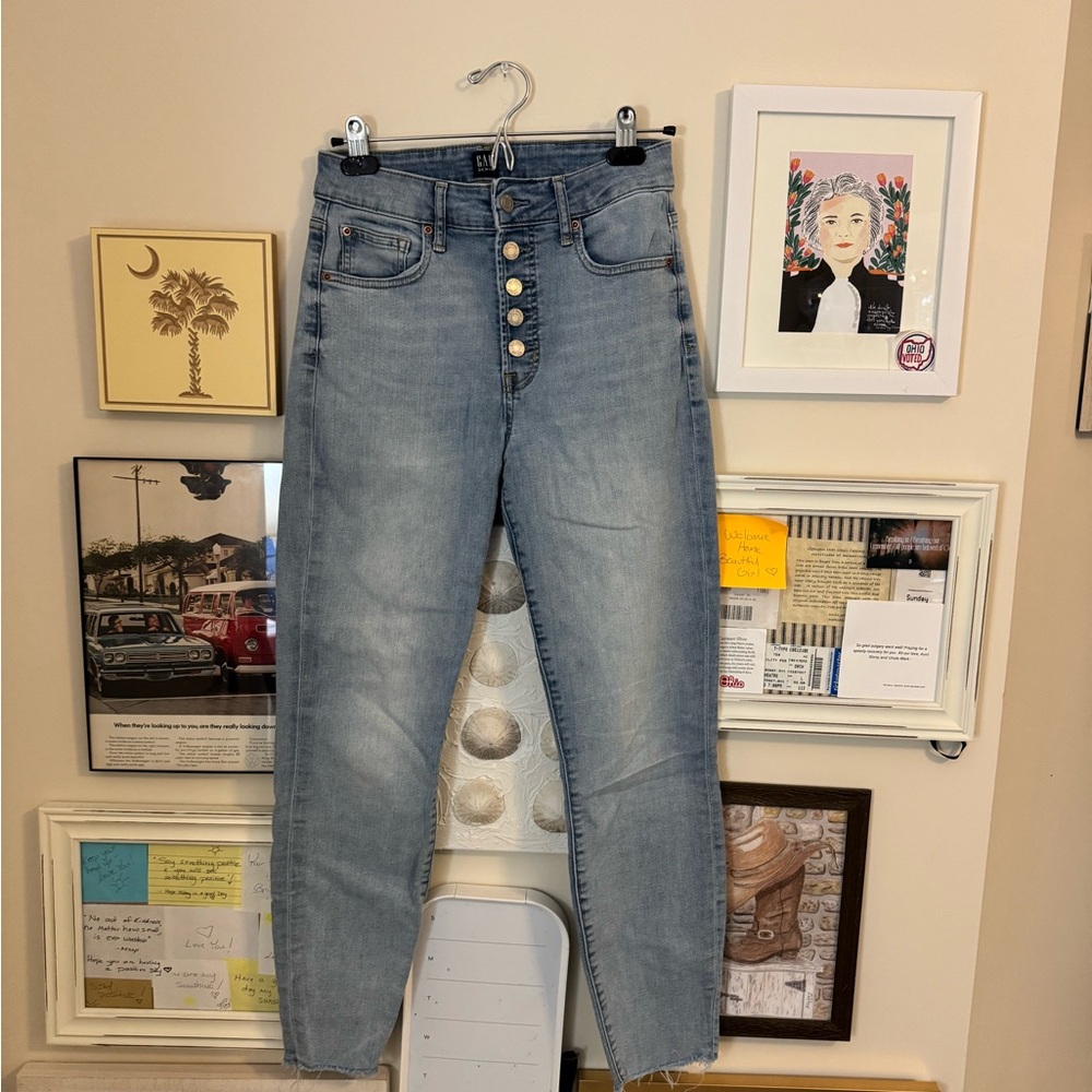 GAP Blue High Rise Jeans with Curvy Button Fly Skinny Fit